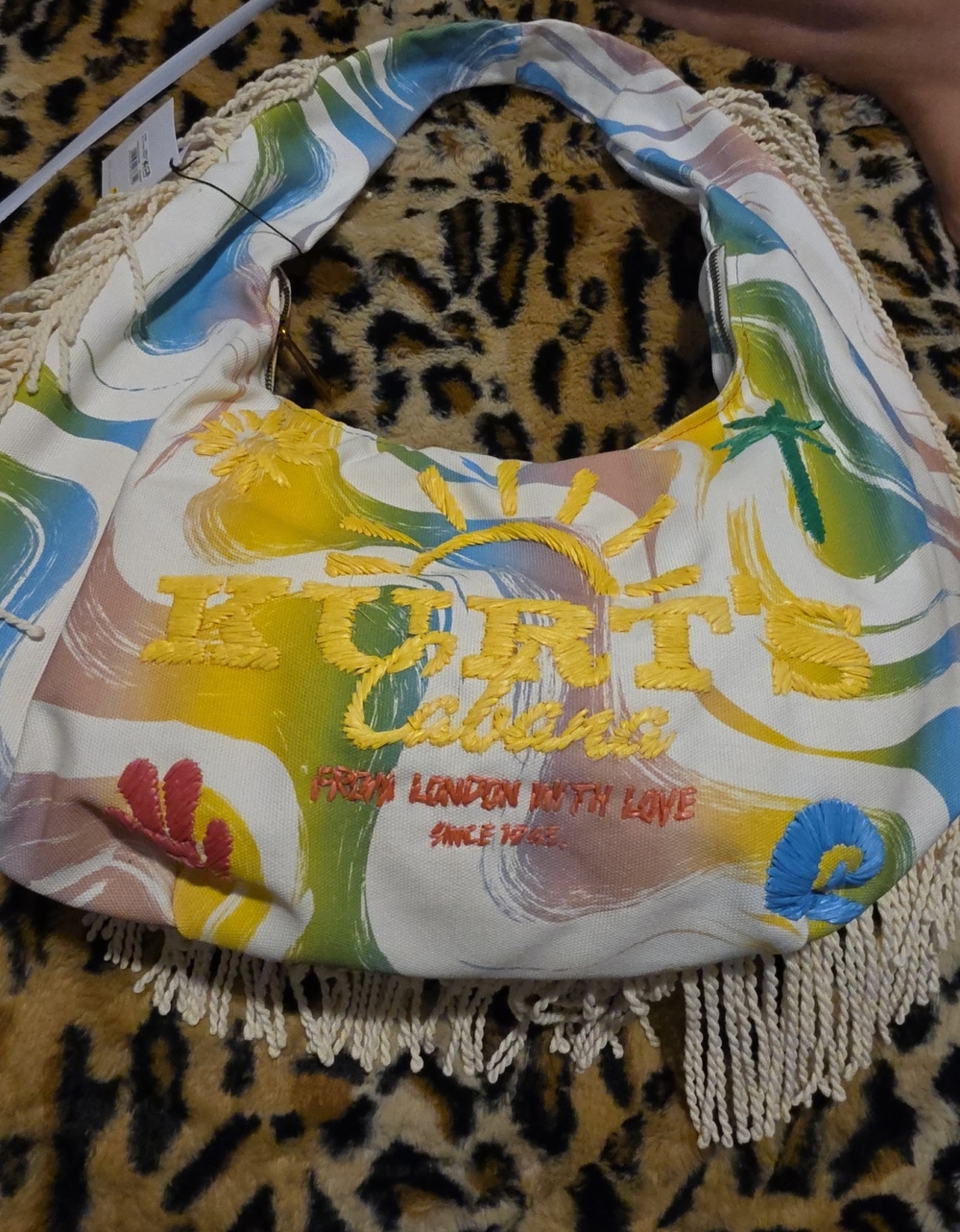 Kurt Geiger Multicolor Embroidered Canvas Shoulder Bag